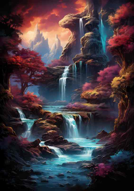 Vibrant Colours Play With Waterfalls
