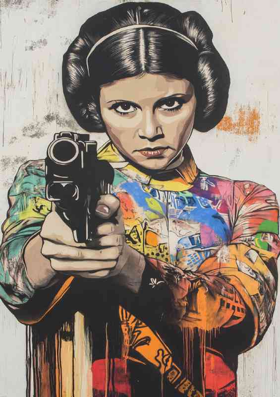 Princess Leia with the gun street art