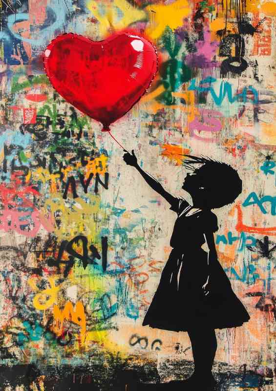 Vibrant srteet girl with the red ballon