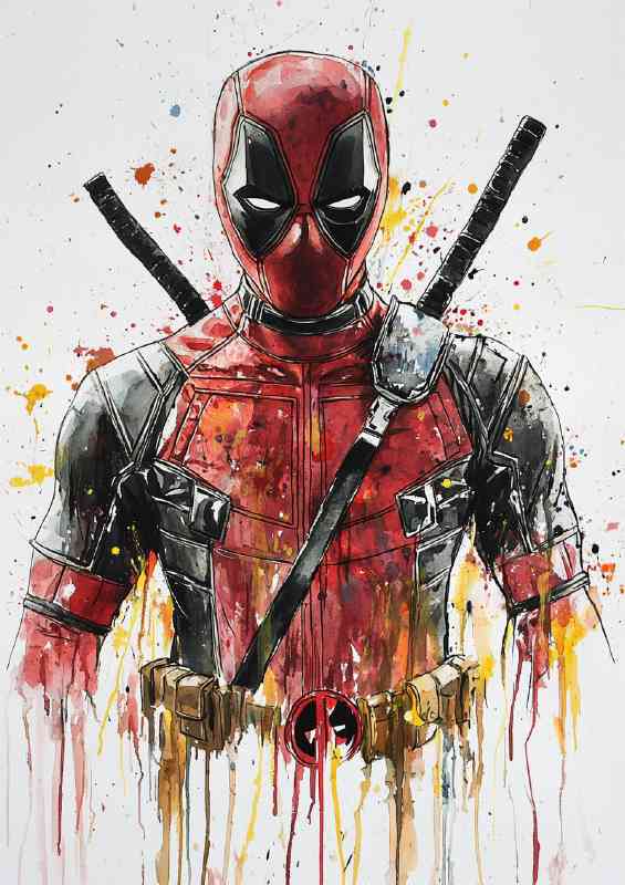 Watercolour street painting deadpool style art