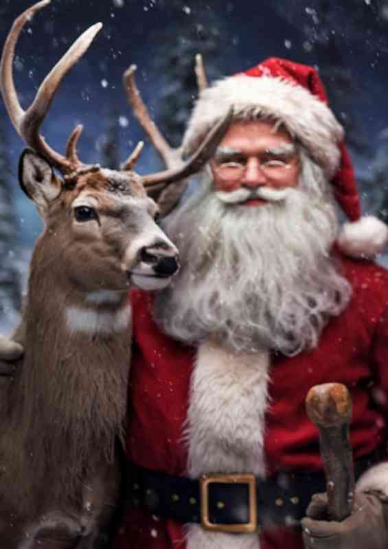 Majestic santa and his trusted raindeer | Metal Poster