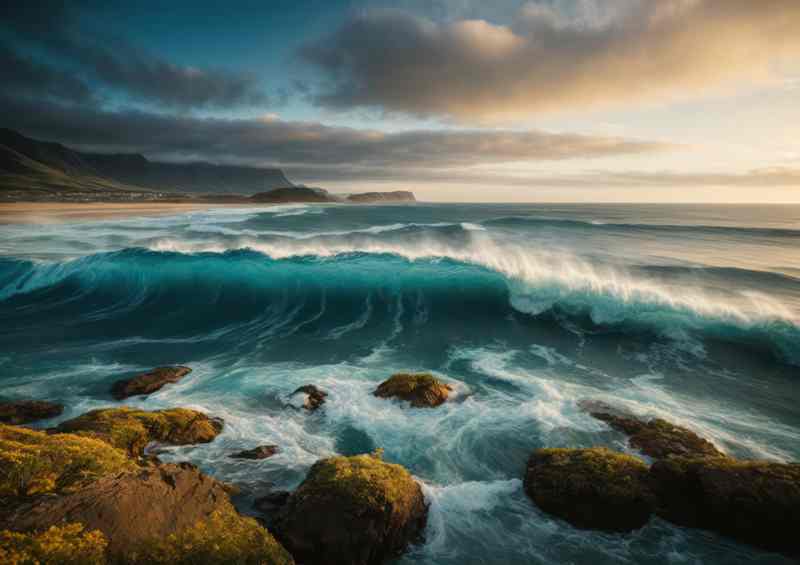 Crashing Waves with Stormy Clouds