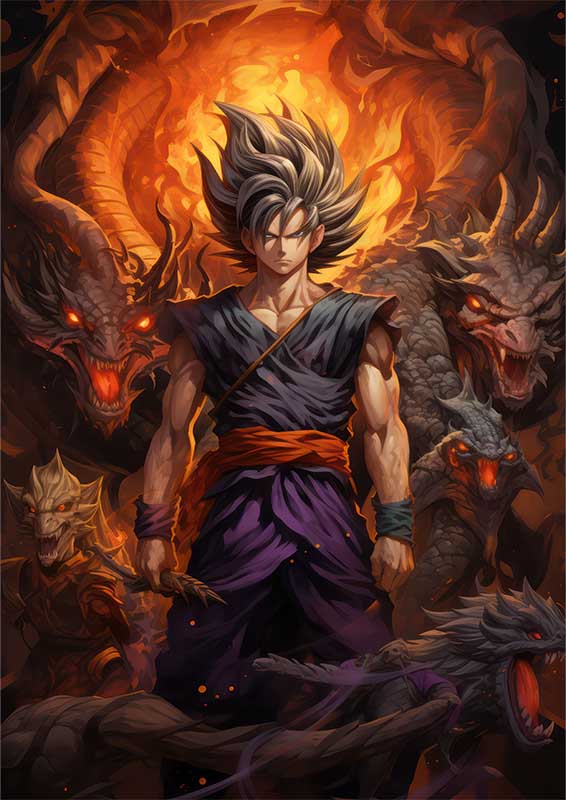 Dragon ball character Goku and the dead dragons