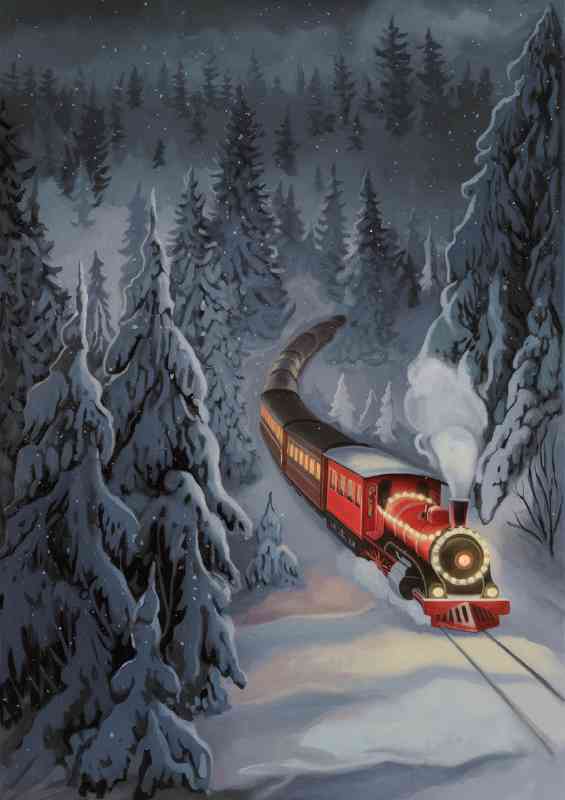 The christmas steam train in winter | Metal Poster