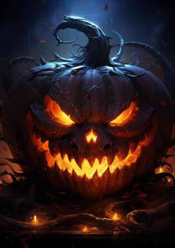 Full pumkin glowing face | Metal Poster