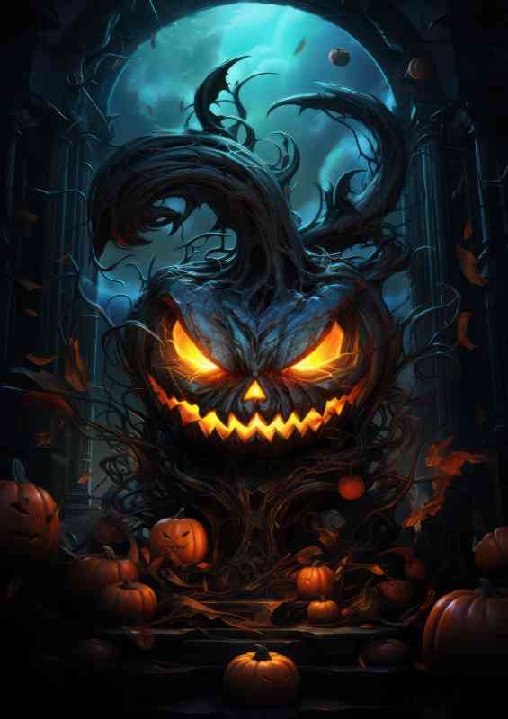 Whitches castel and the live pumpkin head | Metal Poster