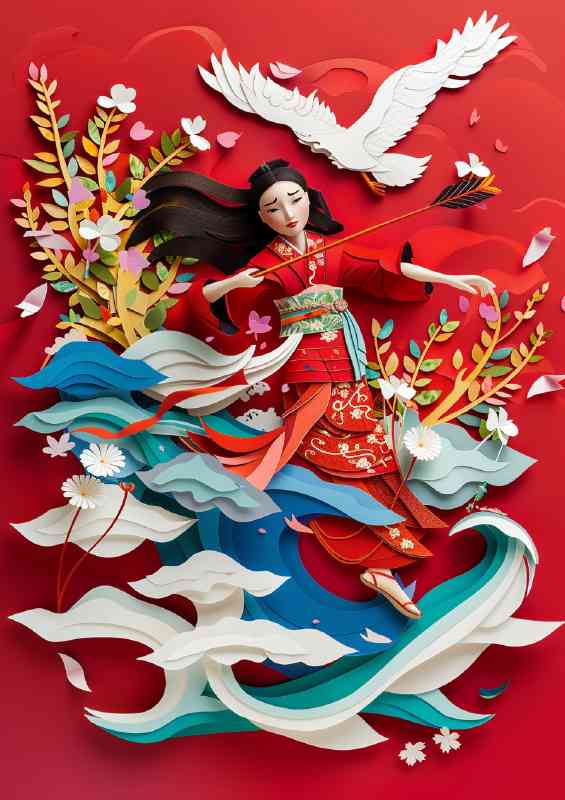 Mulan in paper art style