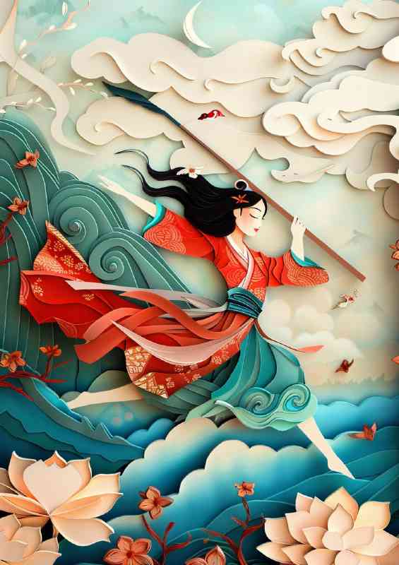 Mulan with fighting stick