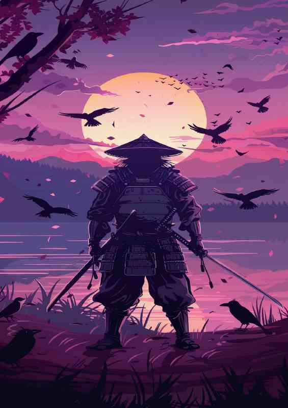 Samurai standing in front of the river