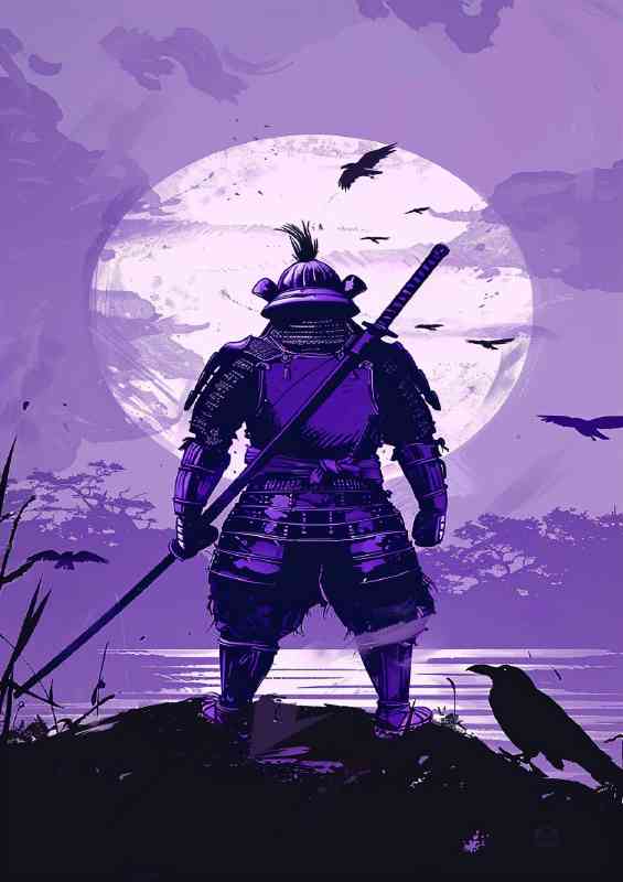 Samurai standing in front of the sun