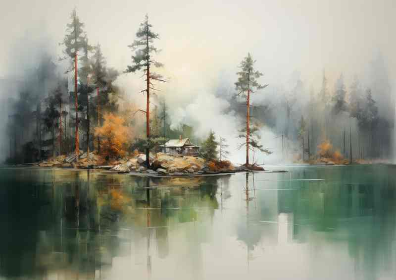 Fog and Trees On A Lake