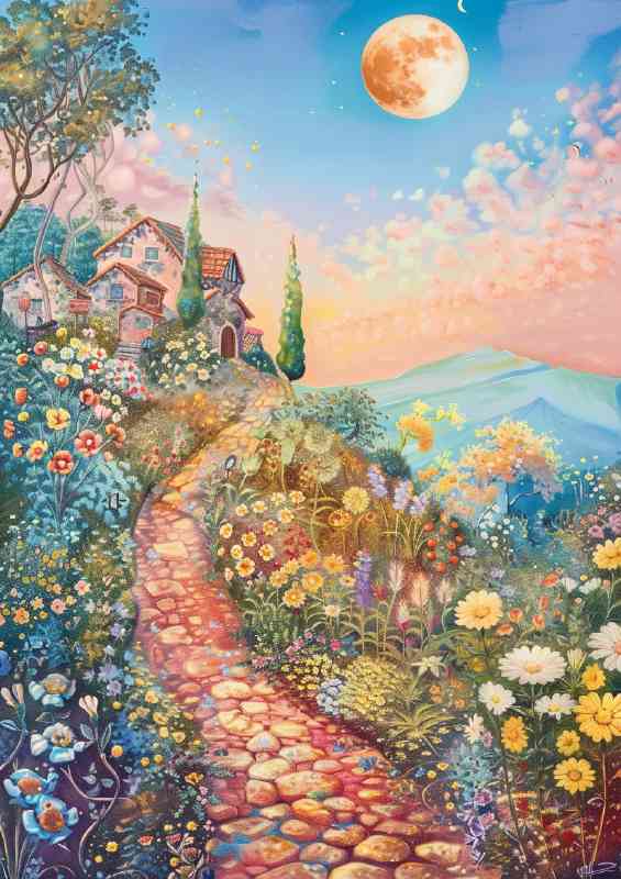 Colour flowery landscaped path