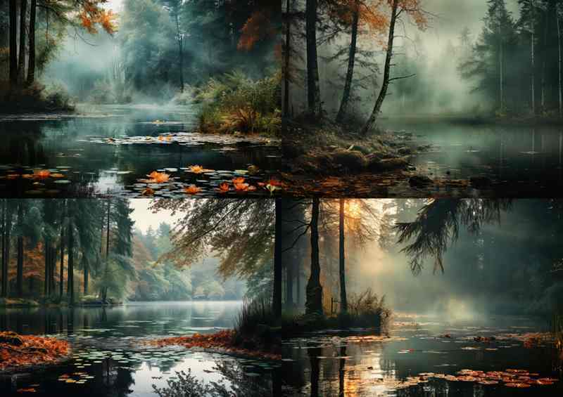 Foggy Weather Trees on Still Waters