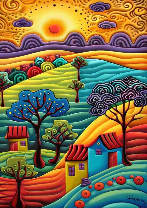 Colourful farming fields abstract