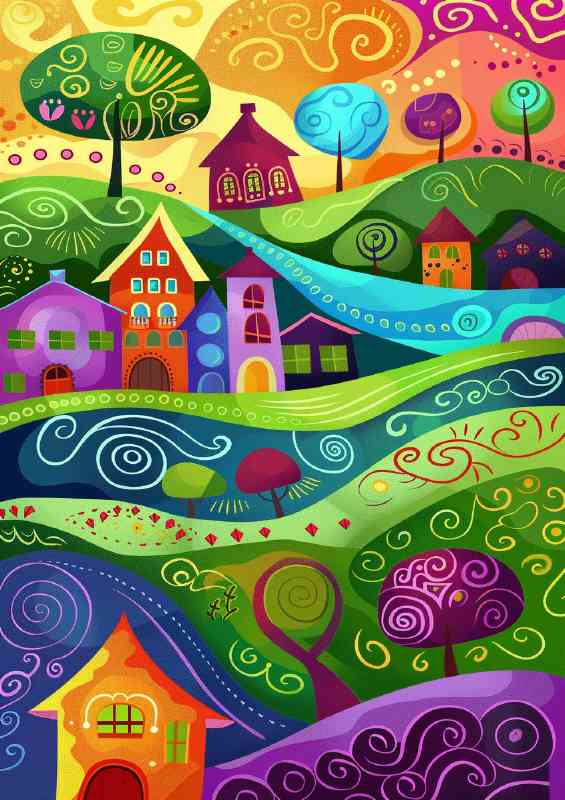 Life in the country village art