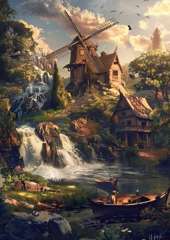 River boat and the old windmil