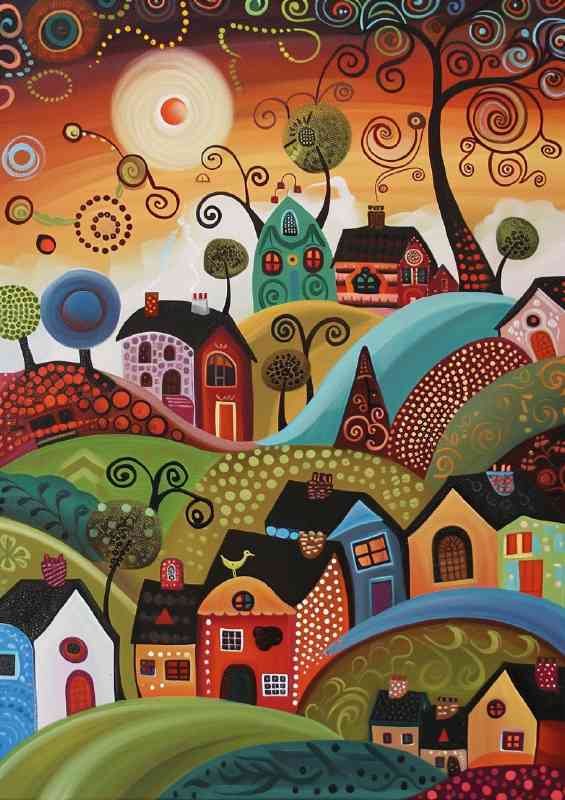 Village houses on hill