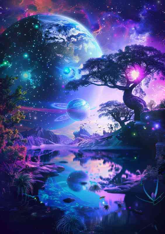 Beautiful alien landscape with Purple vibrantsy