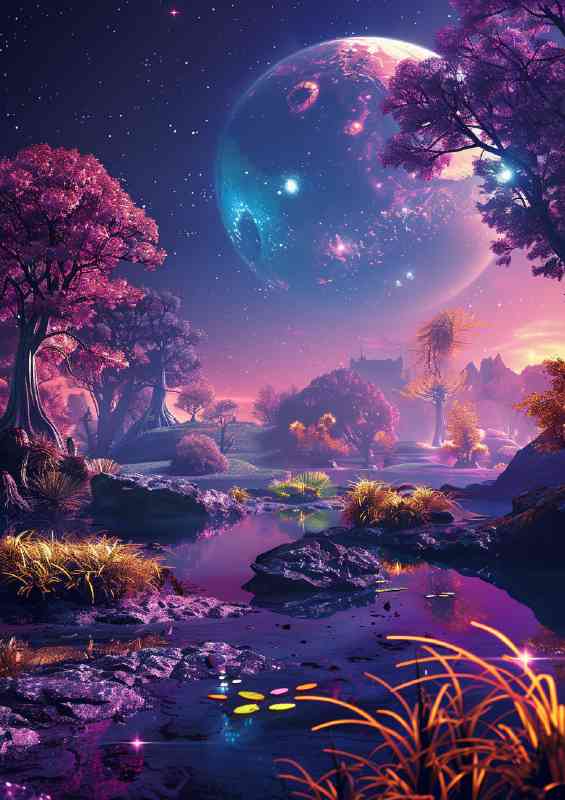 Beautiful alien landscape with vibrant colors