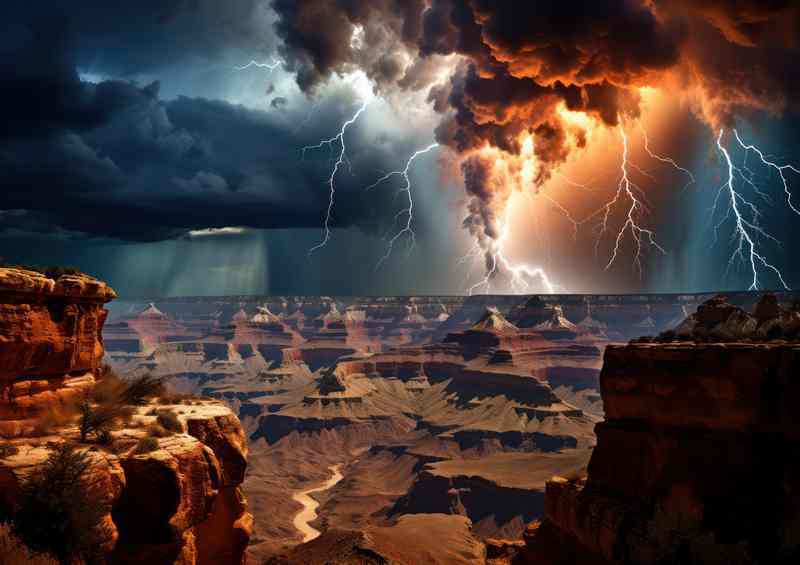 Lightening Bolts Over Grand Canyon