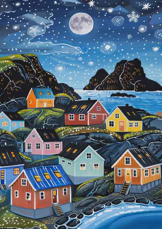 Colorful Scandinavian houses by the sea