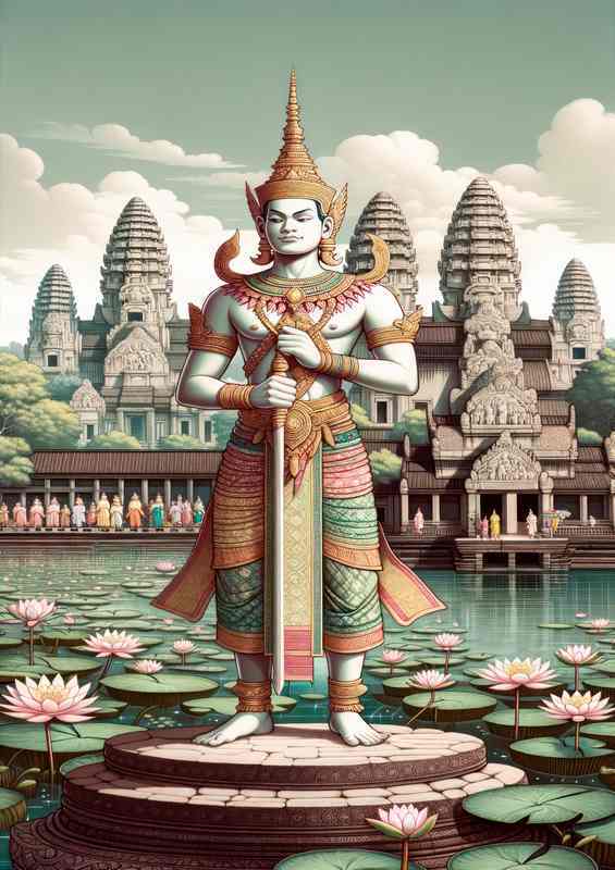 Khmer deity Preah Pisnulok valiant and serene