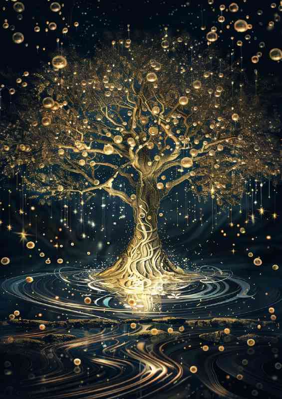 Golden tree of life many branches