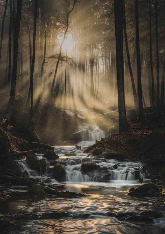 Sun blasting through the flowing river
