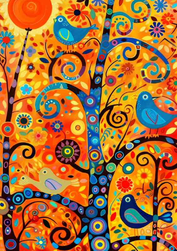 The bird and flower swirly tree