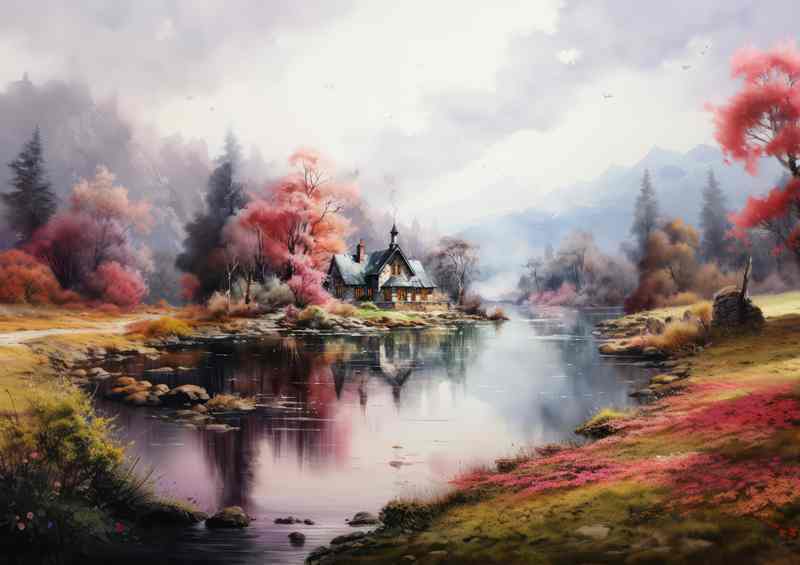 Pink beauty of Cabin Near River