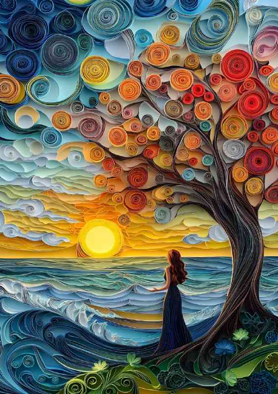 Woman standing under the tree of life
