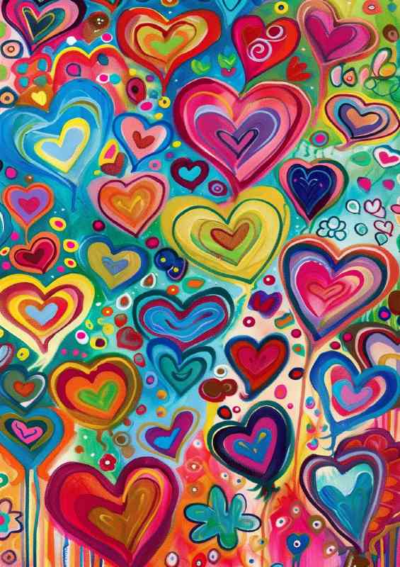 Abstract colourful love hearts