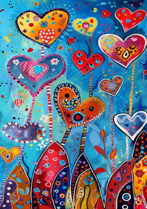 Coulurful abstract heart shapes