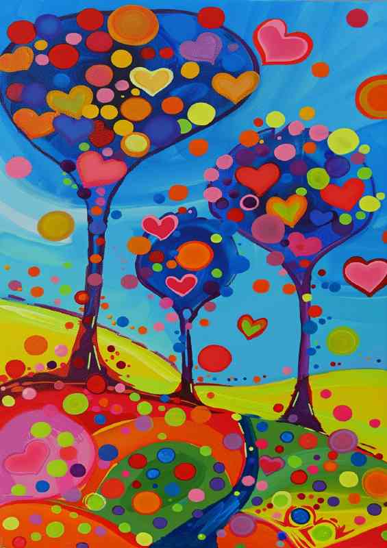 Field of love trees heart shapes