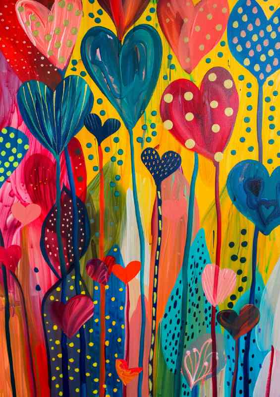 Heart sheaped trees colourful