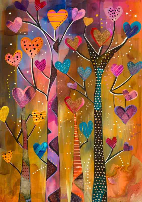 Hearts polka dot trees