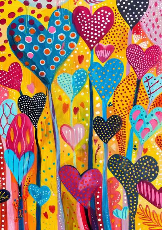 Vibrant colourful heart shapes love