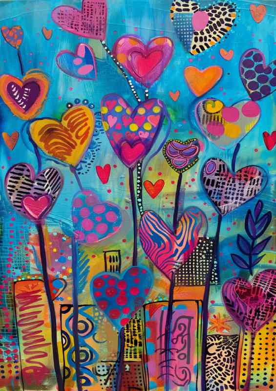Vibrant colours heart shapes