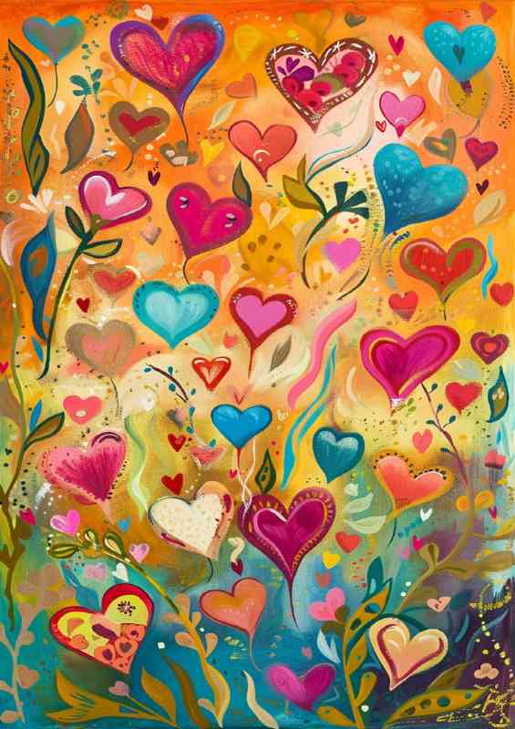 Vibrant heart flowers colourful