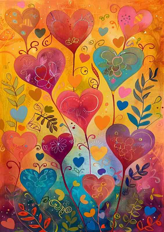 Vibrant love heart trees