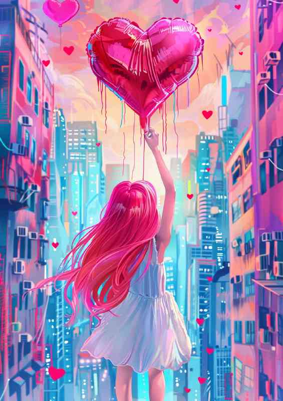 Woman holding love in the city
