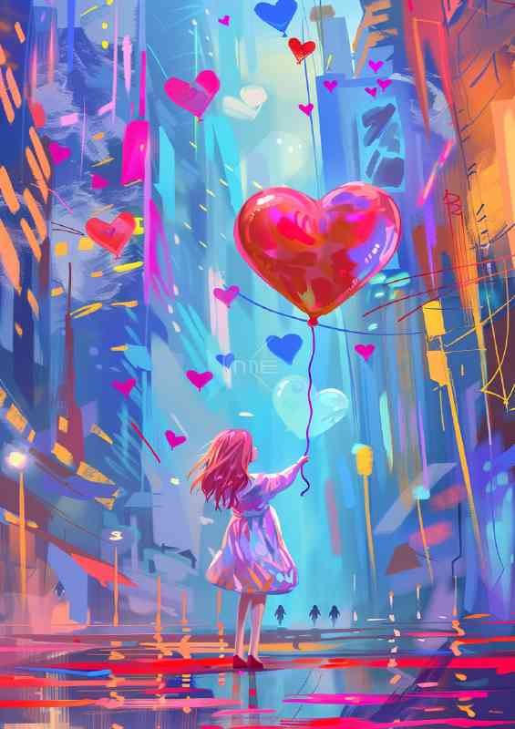 Woman holding the ballon of heart love