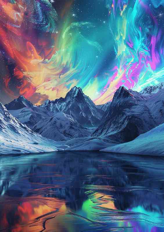 Ethereal Northern Lights over the mountains