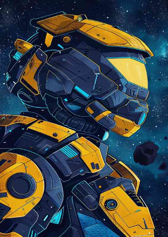 Animated robot yellow | Metal Poster