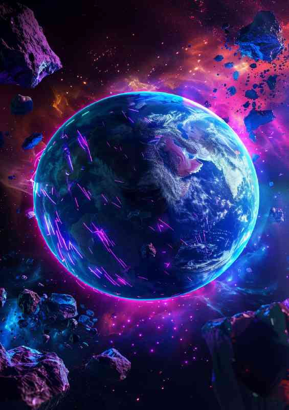 Planet Earth with glowing powers