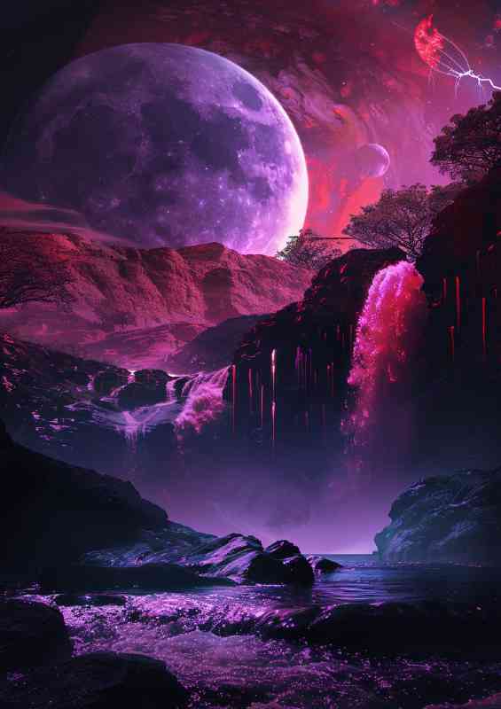 Red and pink neon waterfalls