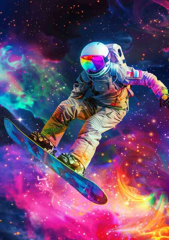 Snowboader flying in the night glows