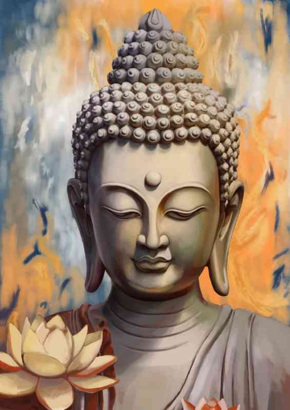 The Buddhas face with the flower lotus