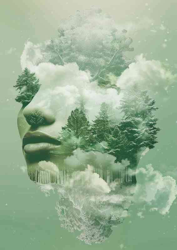 Elegant ladys face with multi trees