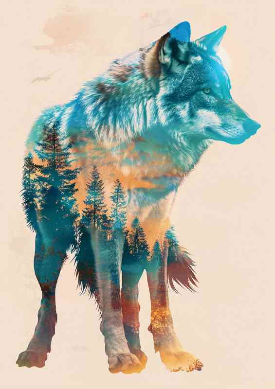 The blue wolf within the woodland